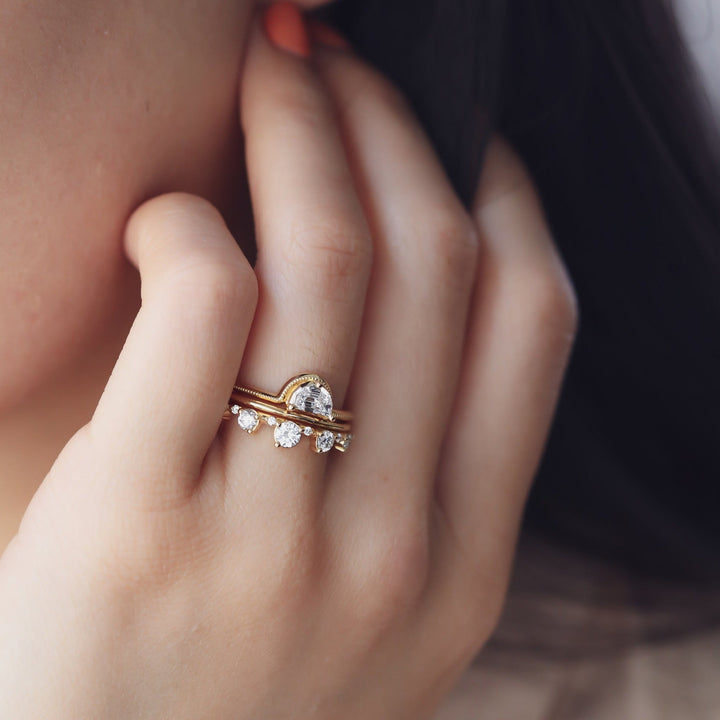 Exclusive engagement ring, Engraved engagement ring, Halo diamond engagement ring, Solitaire diamond engagement ring, Unique diamond engagement ring