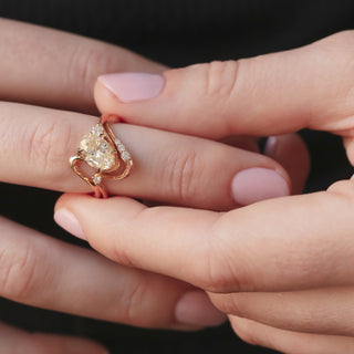 1.0CT-2.0CT Yellow Oval Cut Lab Grown Unique Diamond Engagement Ring