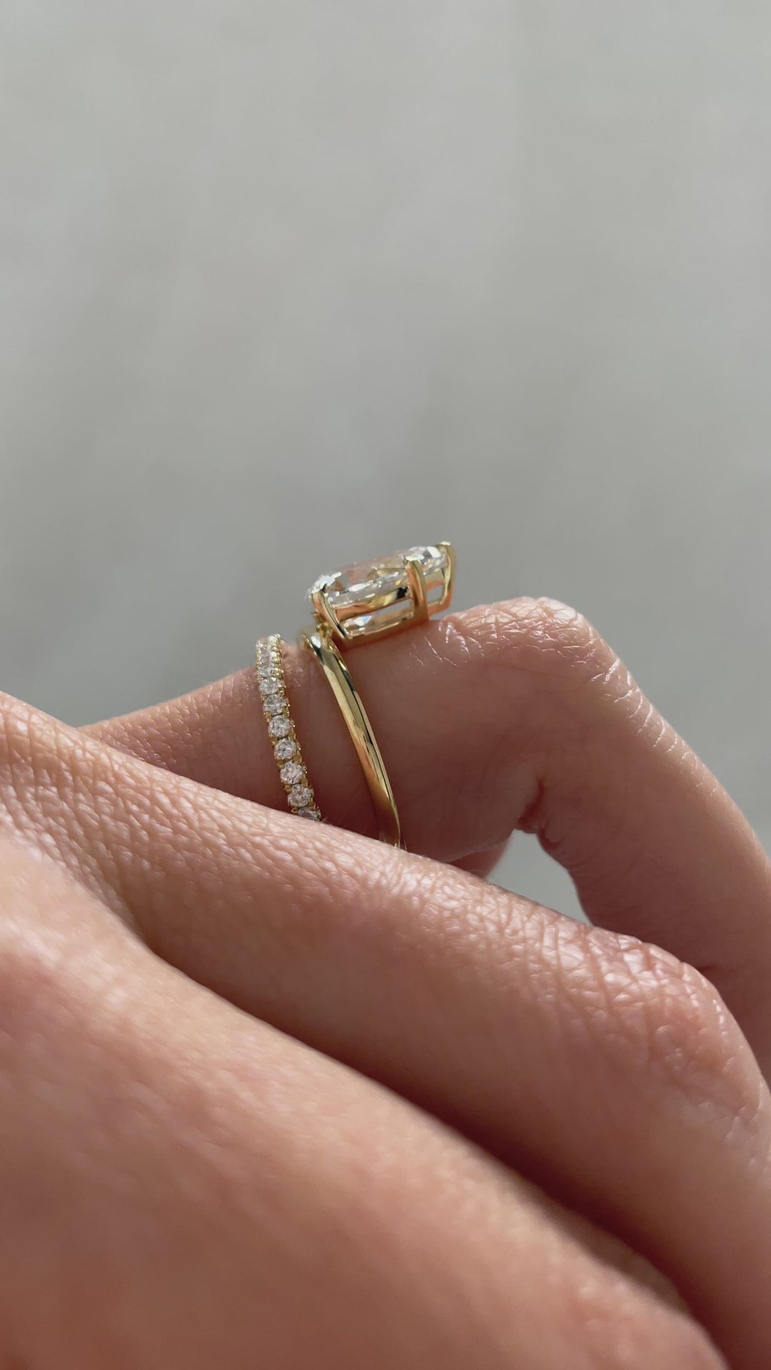 2.10-4.10 CT Pear Cut Lab Grown Diamond Double Band Engagement Ring