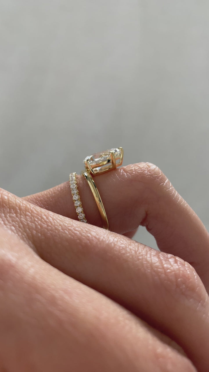 2.10-4.10 CT Pear Cut Lab Grown Diamond Double Band Engagement Ring