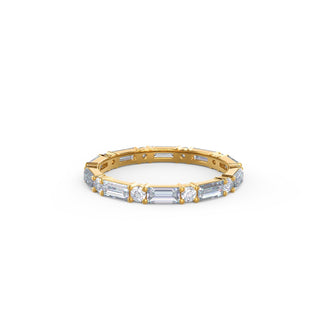 Baguette & Round Cut DE-VS1 Lab Grown Diamond Full Eternity Wedding Band