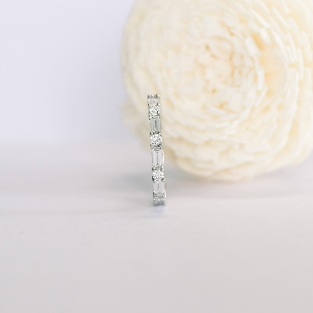 Baguette & Round Cut DE-VS1 Lab Grown Diamond Full Eternity Wedding Band