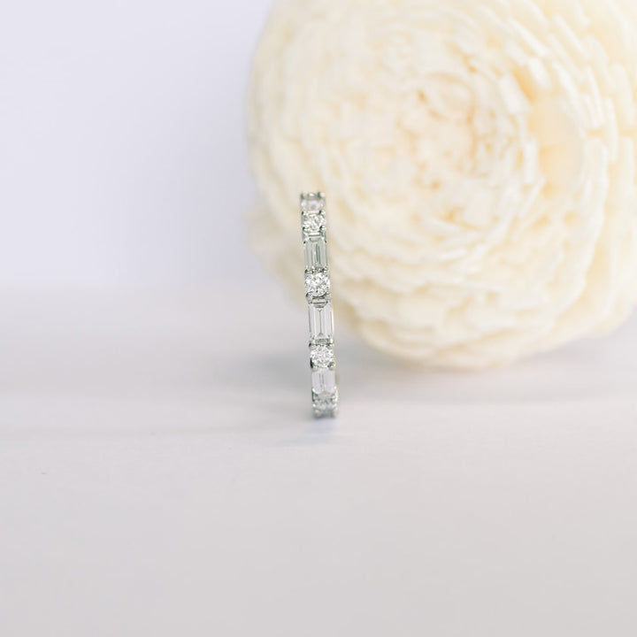 Baguette & Round Cut DE-VS1 Lab Grown Diamond Full Eternity Wedding Band