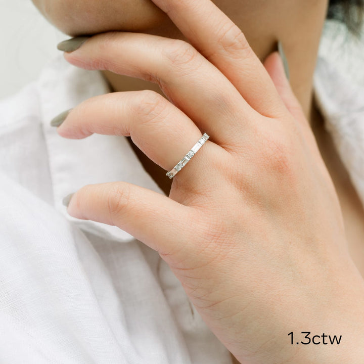 Baguette & Round Cut DE-VS1 Lab Grown Diamond Full Eternity Wedding Band