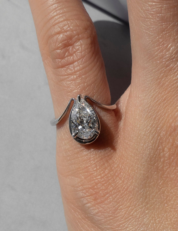 Pear Cut Lab Grown Diamond Antique Engagement Ring