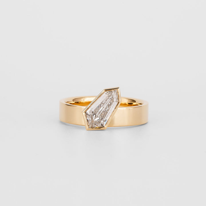 Shield cut diamond ring for engagement, Buy shield cut diamond ring online, Unique shield shape diamond ring, Shield cut moissanite engagement ring, Custom shield cut diamond ring for her, 