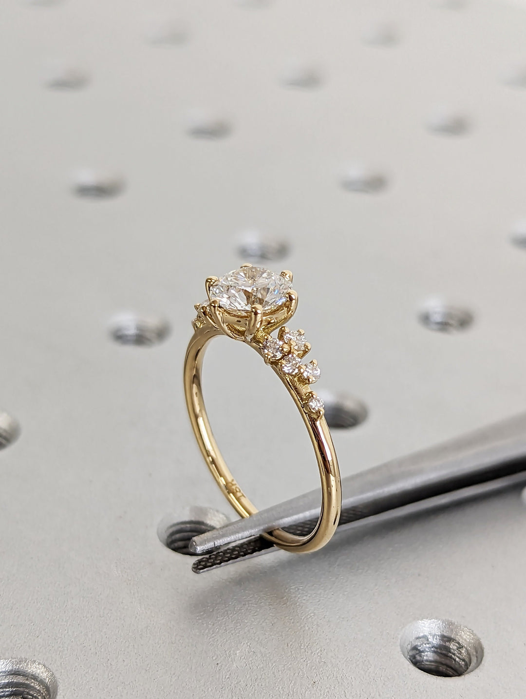 1.0CT Round Cut Zig Zag Cluster Lab Grown Diamond Engagement Ring