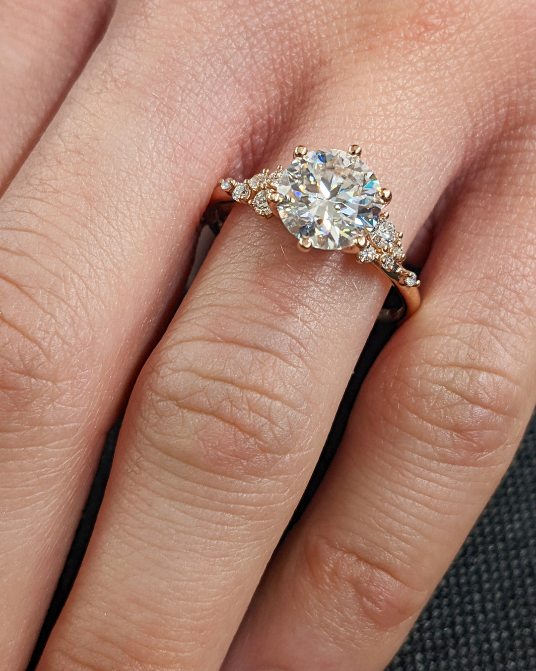 2.0CT Round Lab Grown Diamond Cluster Engagement Ring For Women