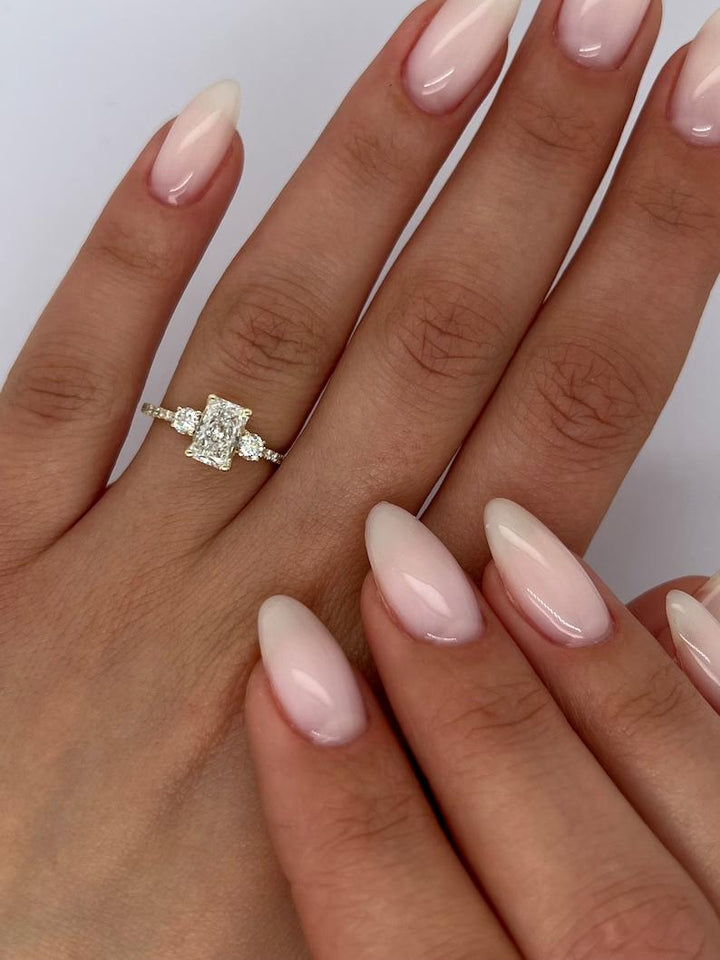 Buy three-stone engagement ring, Best three-stone engagement ring, Three-stone engagement ring for sale, Affordable three-stone diamond rings, Shop three-stone engagement rings, 