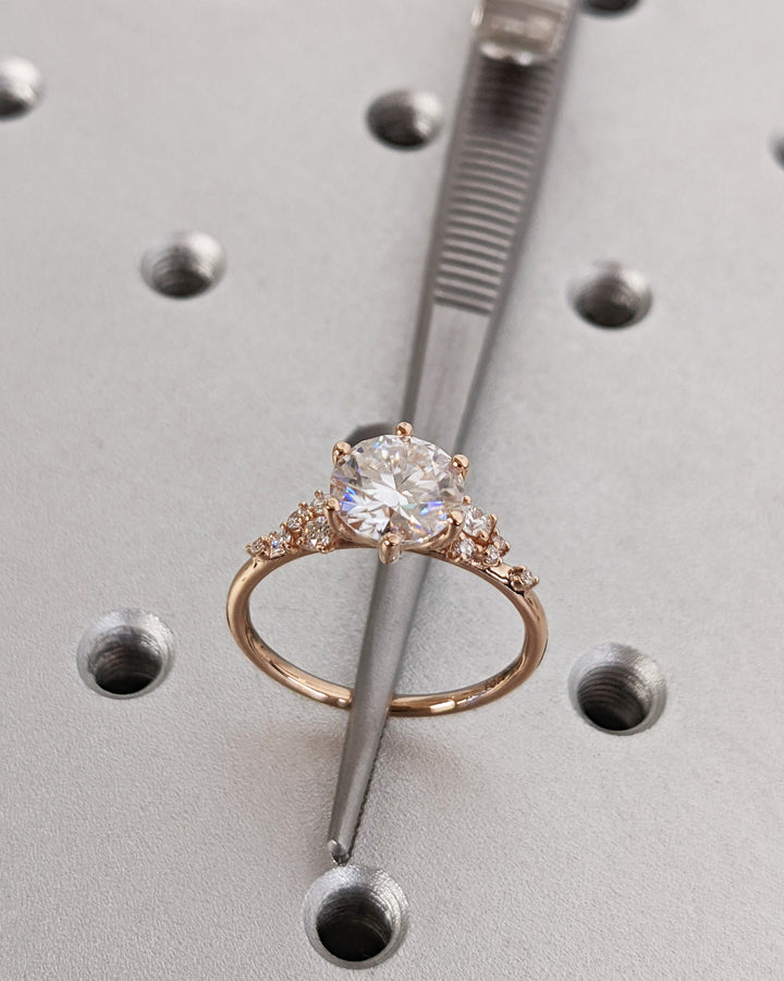 2.0CT Round Lab Grown Diamond Cluster Engagement Ring For Women