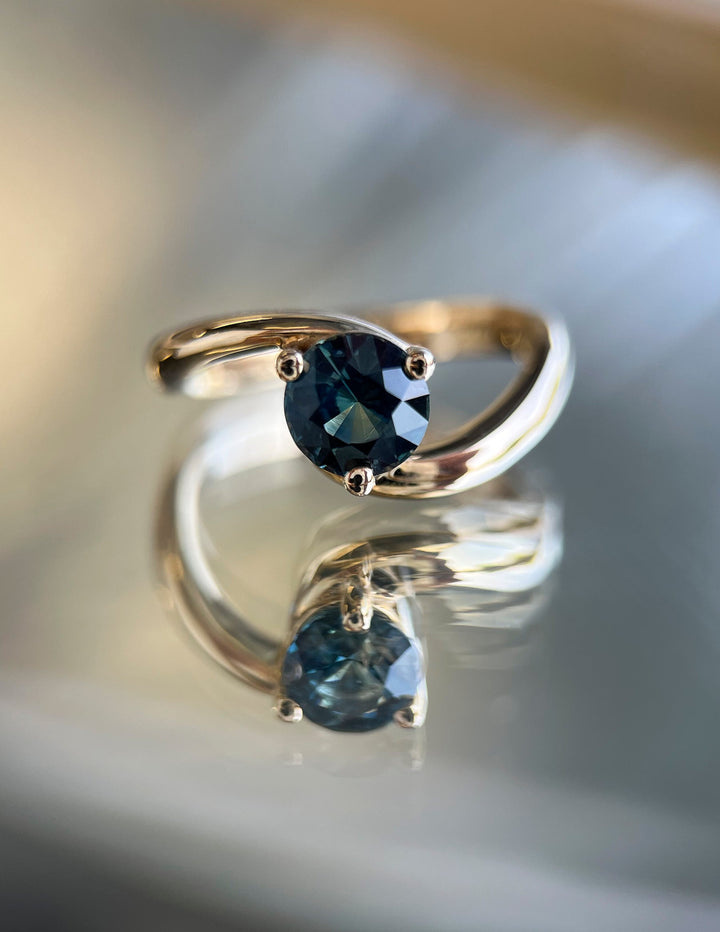 1.50CT-2.50CT Round Australian Teal Sapphire Diamond Lab Grown Engagement Ring