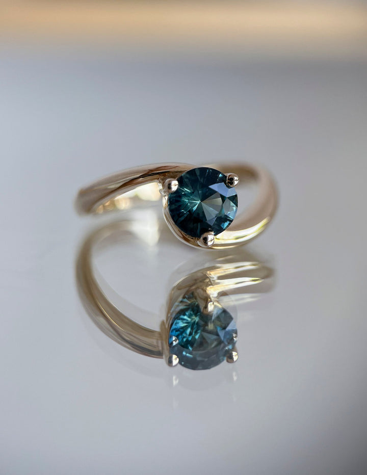 1.50CT-2.50CT Round Australian Teal Sapphire Diamond Lab Grown Engagement Ring