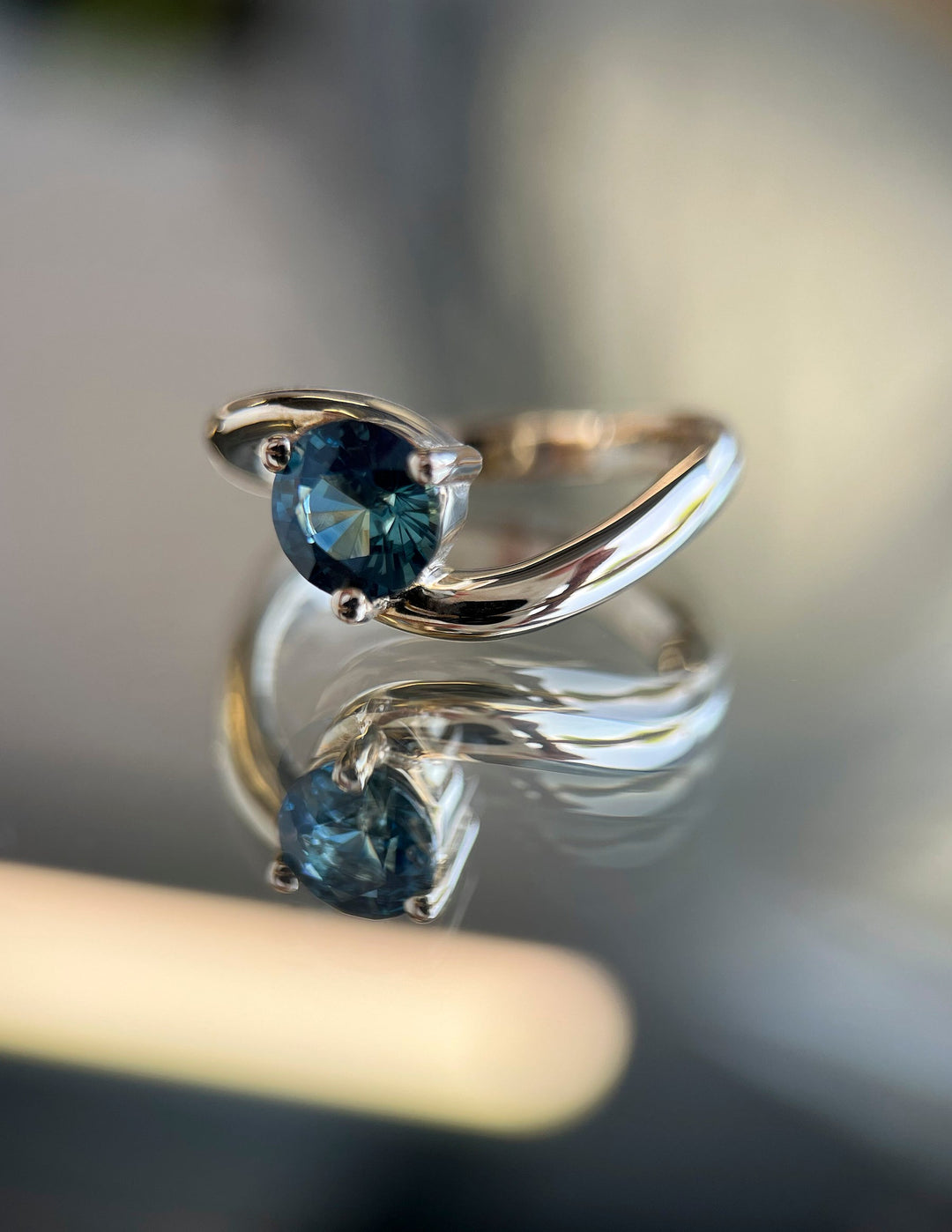 1.50CT-2.50CT Round Australian Teal Sapphire Diamond Lab Grown Engagement Ring