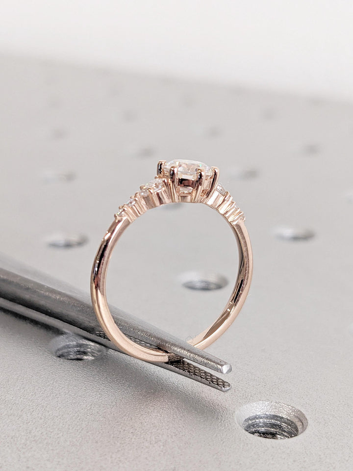 0.50CT Cluster Round Lab Grown Diamond Engagement Ring