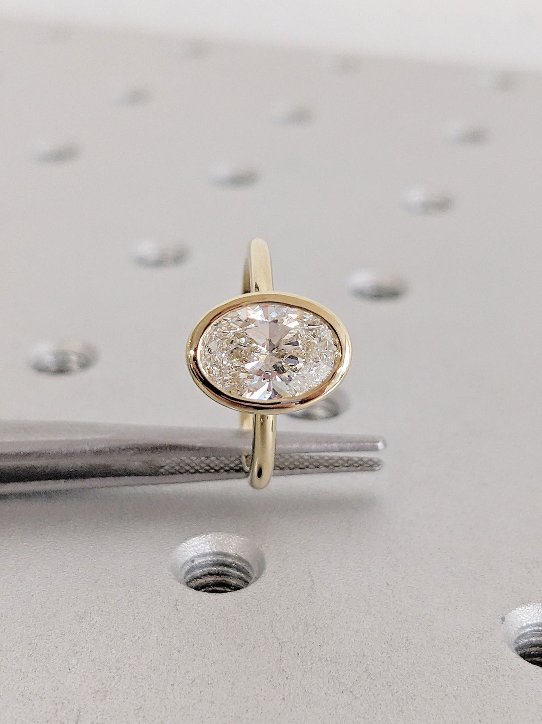 1.50CT Oval Cut Bezel Solitaire Wedding Ring Lab Grown Diamond Engagement Ring