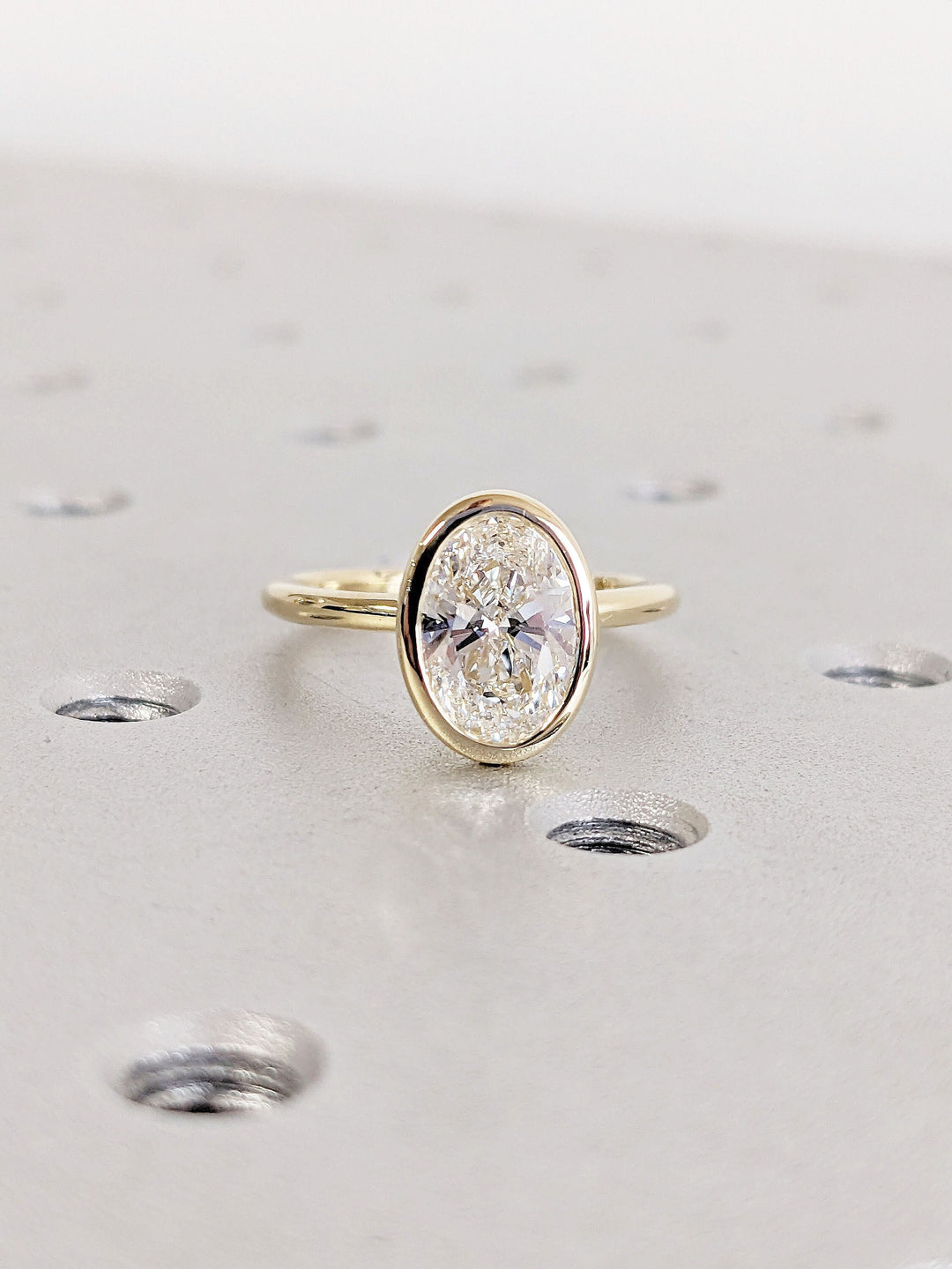1.50CT Oval Cut Bezel Solitaire Wedding Ring Lab Grown Diamond Engagement Ring
