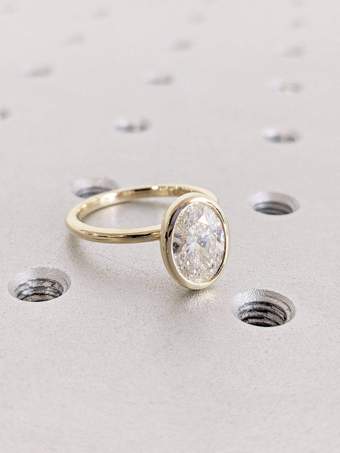1.50CT Oval Cut Bezel Solitaire Wedding Ring Lab Grown Diamond Engagement Ring