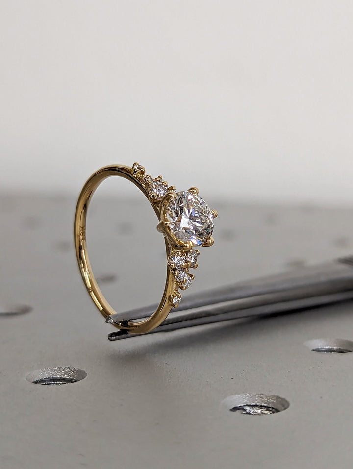 1.0CT Round Cut Zig Zag Cluster Lab Grown Diamond Engagement Ring