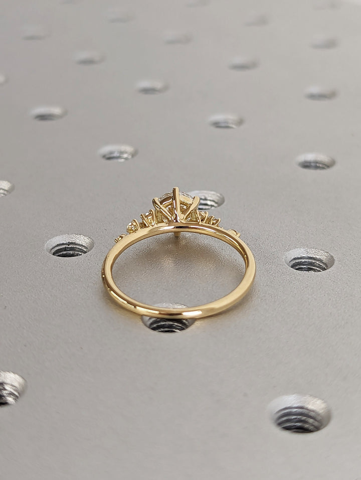 1.0CT Round Cut Zig Zag Cluster Lab Grown Diamond Engagement Ring