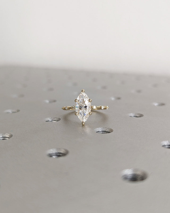 Women's 1.50 carat marquise cut hidden halo diamond ring