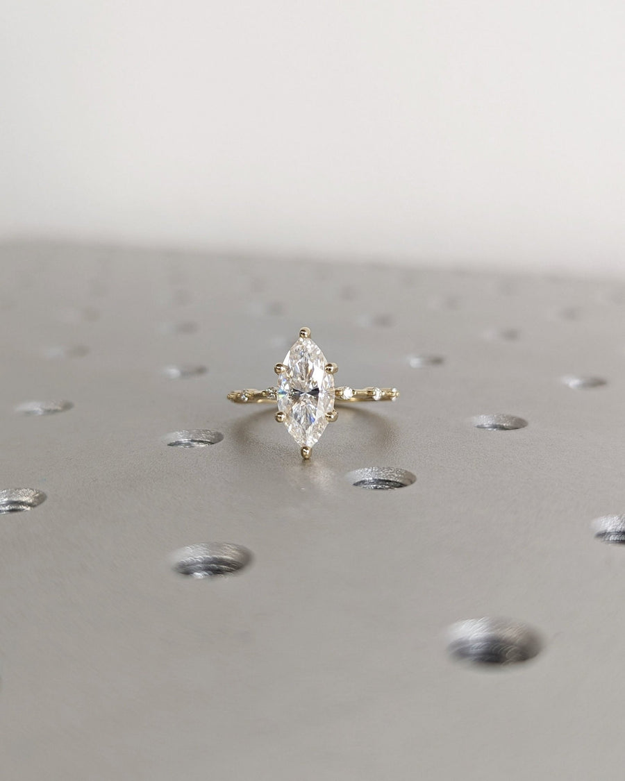 Women's 1.50 carat marquise cut hidden halo diamond ring