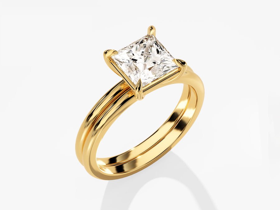 1.50CT Princess Cut Solitaire F - VS Lab Grown Diamond Engagement Ring Set - Doozy Diamonds