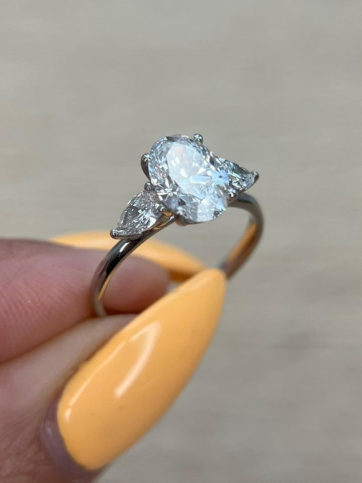Oval cut three-stone engagement ring, Exclusive three-stone diamond rings, GIA certified three-stone rings, Three-stone engagement rings under $2000, 