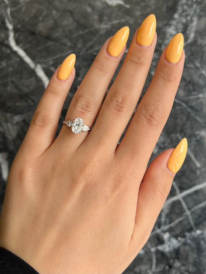 Three-stone diamond ring near me, Three-stone rings with financing, Three-stone moissanite engagement ring, Three-stone ring in 14K gold, Buy princess cut three-stone ring,