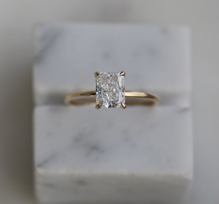 radiant solitaire engagement ring,