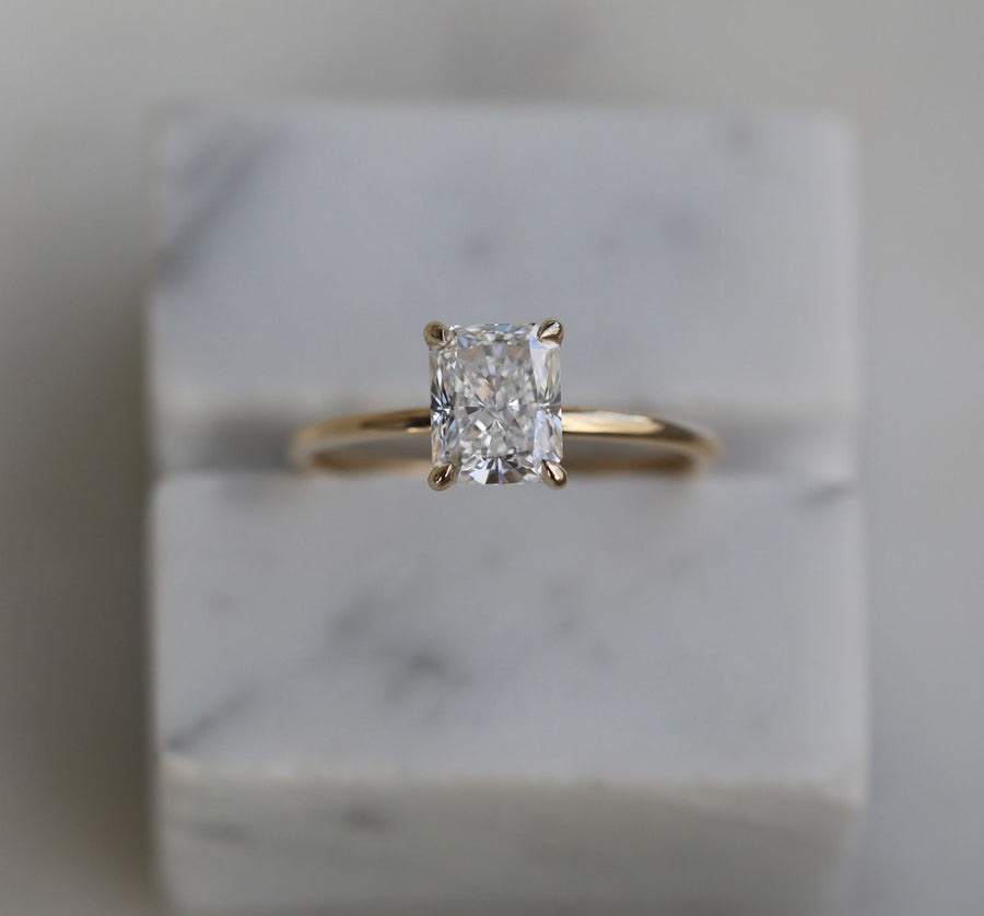 radiant solitaire engagement ring,