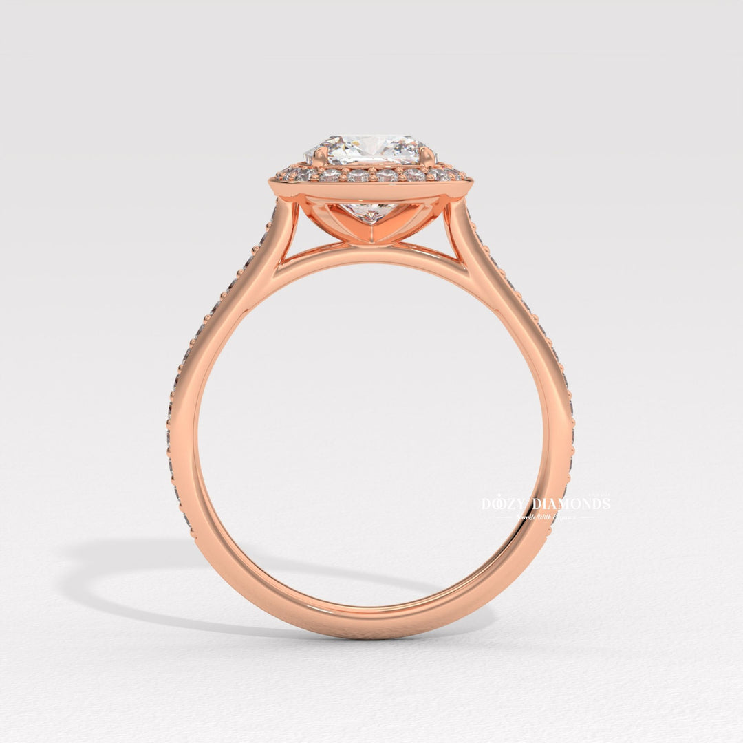 Cushion IGI Certified F/VS Lab Grown Diamond Halo Engagement Ring