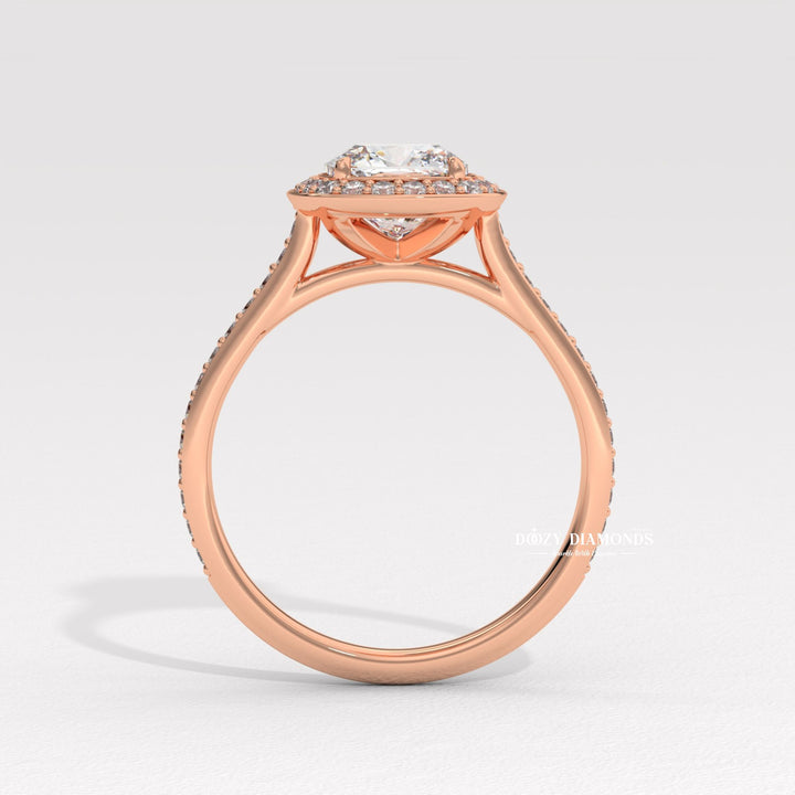 Cushion IGI Certified F/VS Lab Grown Diamond Halo Engagement Ring