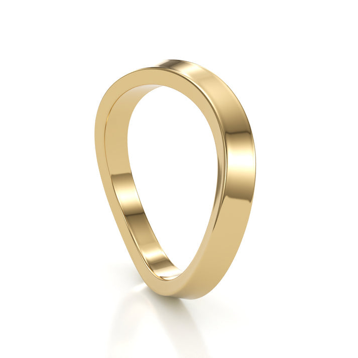 14k|18K Solid Gold Unique Curved Wedding Band for Women