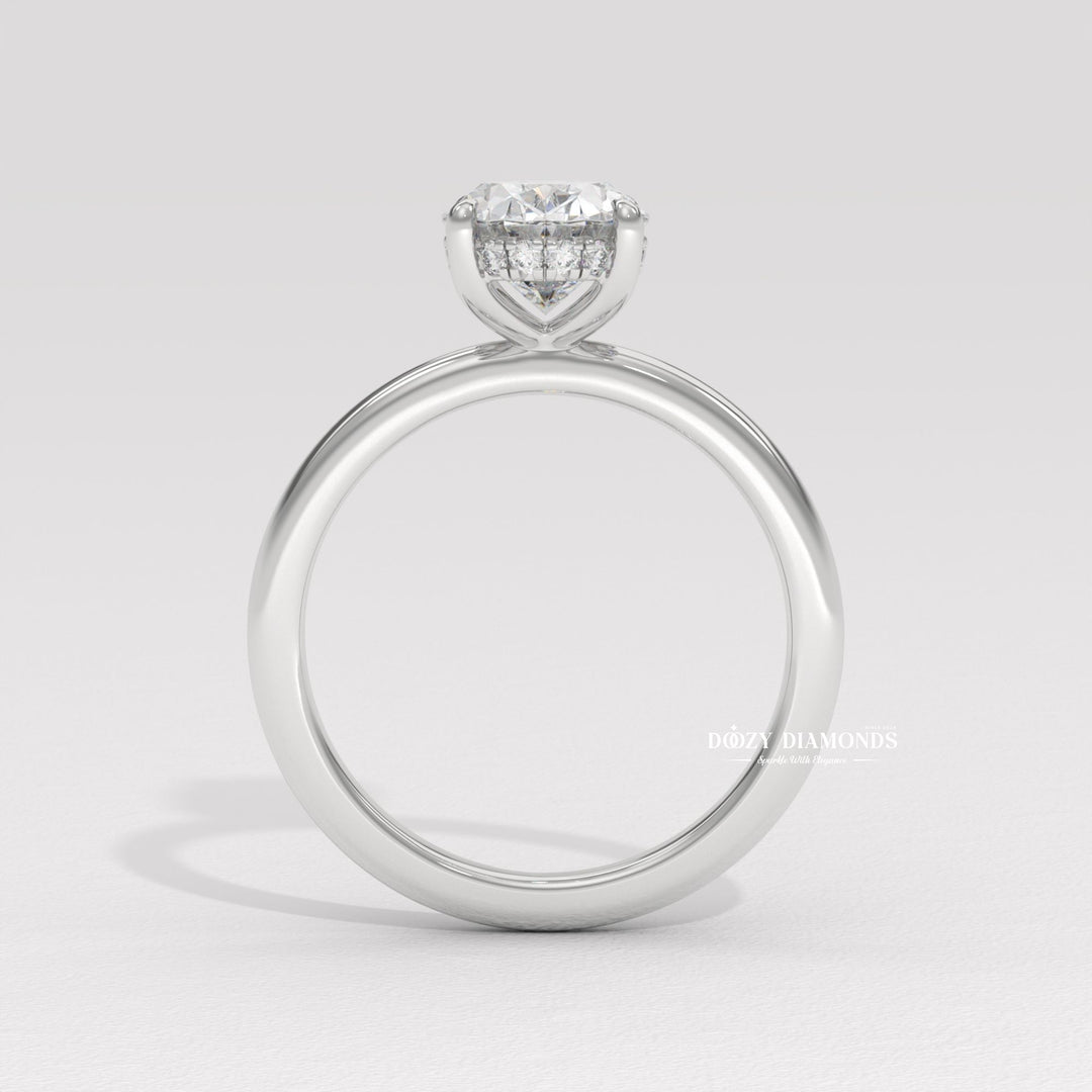 Hidden Halo Oval Engagement Ring - Yellow Gold