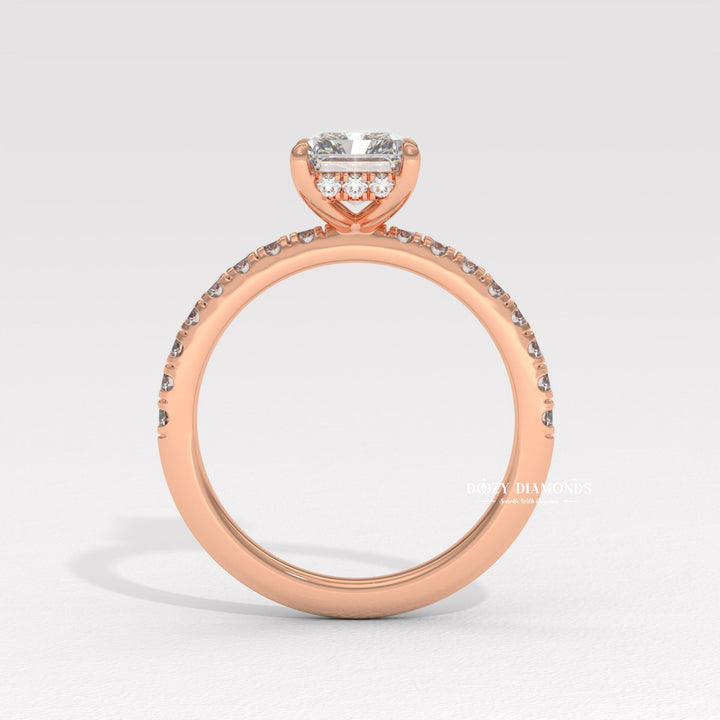 radiant shape diamond ring, lab grown diamond ring, lab created diamond ring, lab diamond engagement ring, diamond engagement ring, engagement ring for women, bridal ring, wedding ring, proposal ring, luxury engagement ring, sustainable diamond ring,