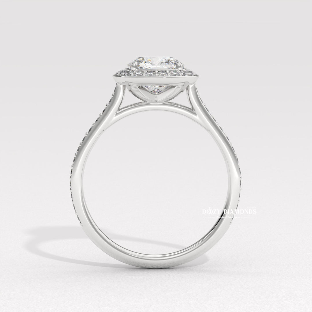 Cushion IGI Certified F/VS Lab Grown Diamond Halo Engagement Ring