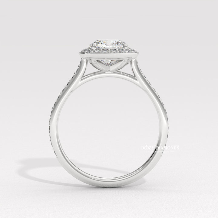 Cushion IGI Certified F/VS Lab Grown Diamond Halo Engagement Ring