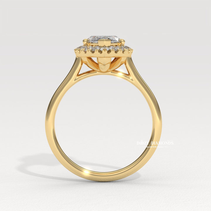 Marquise Cut Lab Grown Diamond Halo Engagement Ring for Women