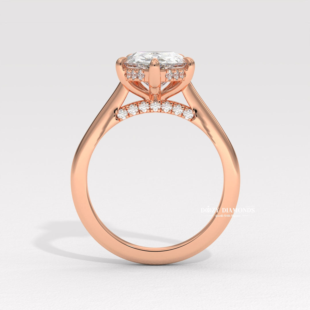 Pear Shaped Lab Grown Diamond Engagement Ring for Women - Bridge Ring