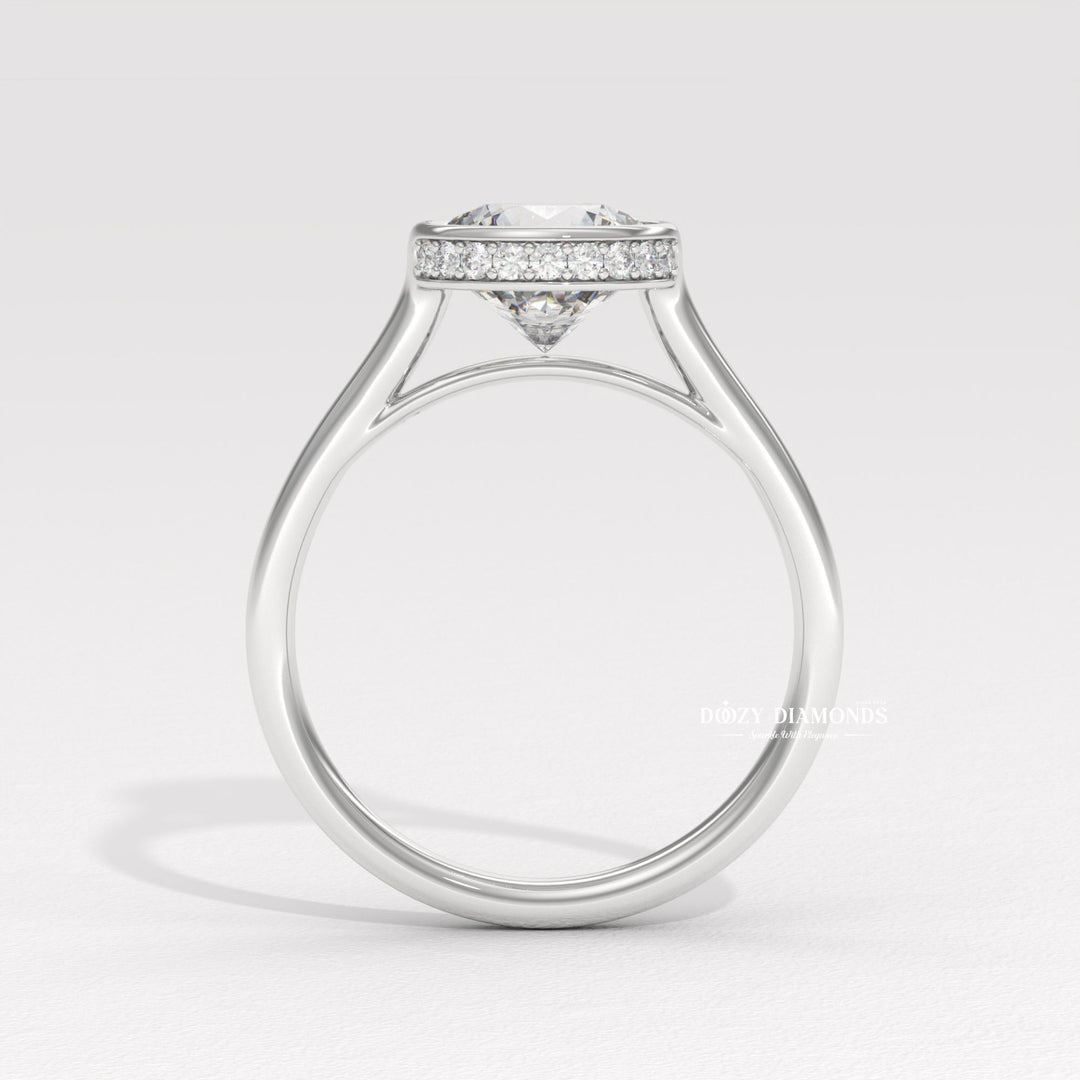 14. Affordable Lab Grown Bezel Ring
15. Certified Lab Grown Round Diamond
16. Custom Bezel Hidden Halo Ring