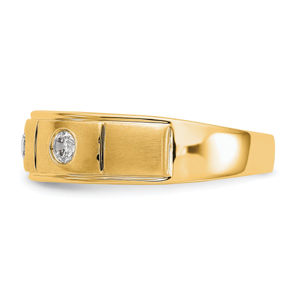 6mm Round Cut Three Stone Lab Grown Men's Wedding Band