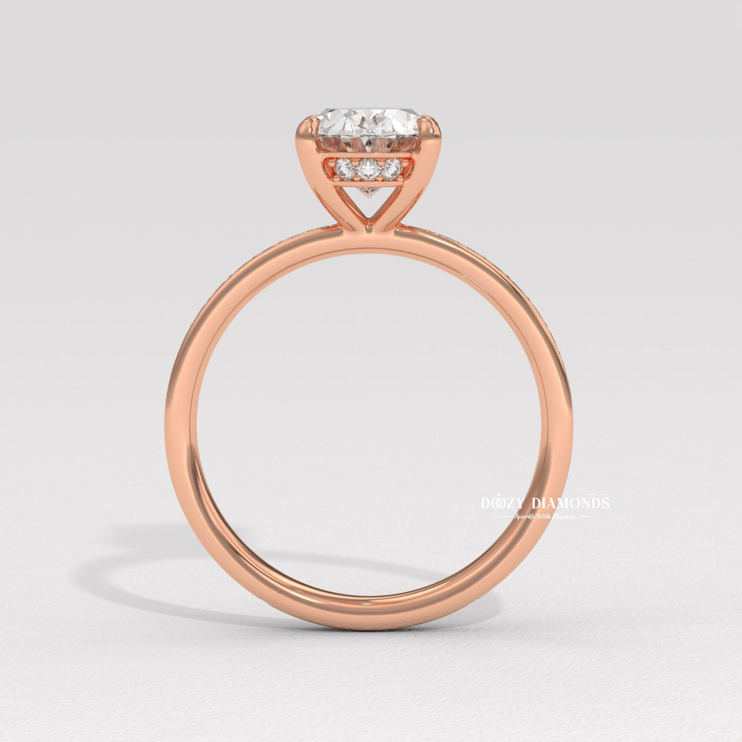 Conflict free oval diamond
14k white gold channel set ring
18k yellow gold oval channel ring