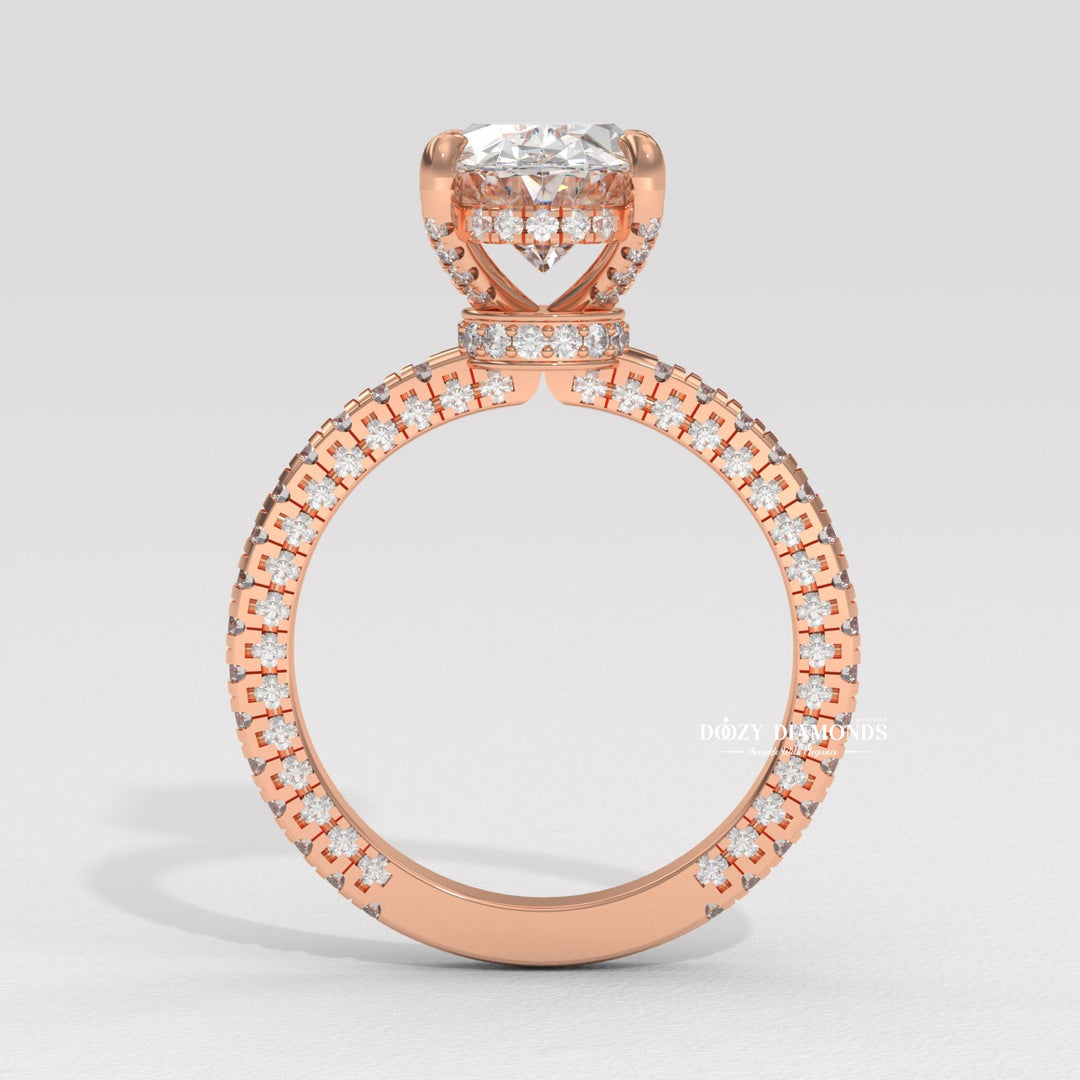 Conflict free oval diamond
14k white gold pavé ring
18k yellow gold oval ring