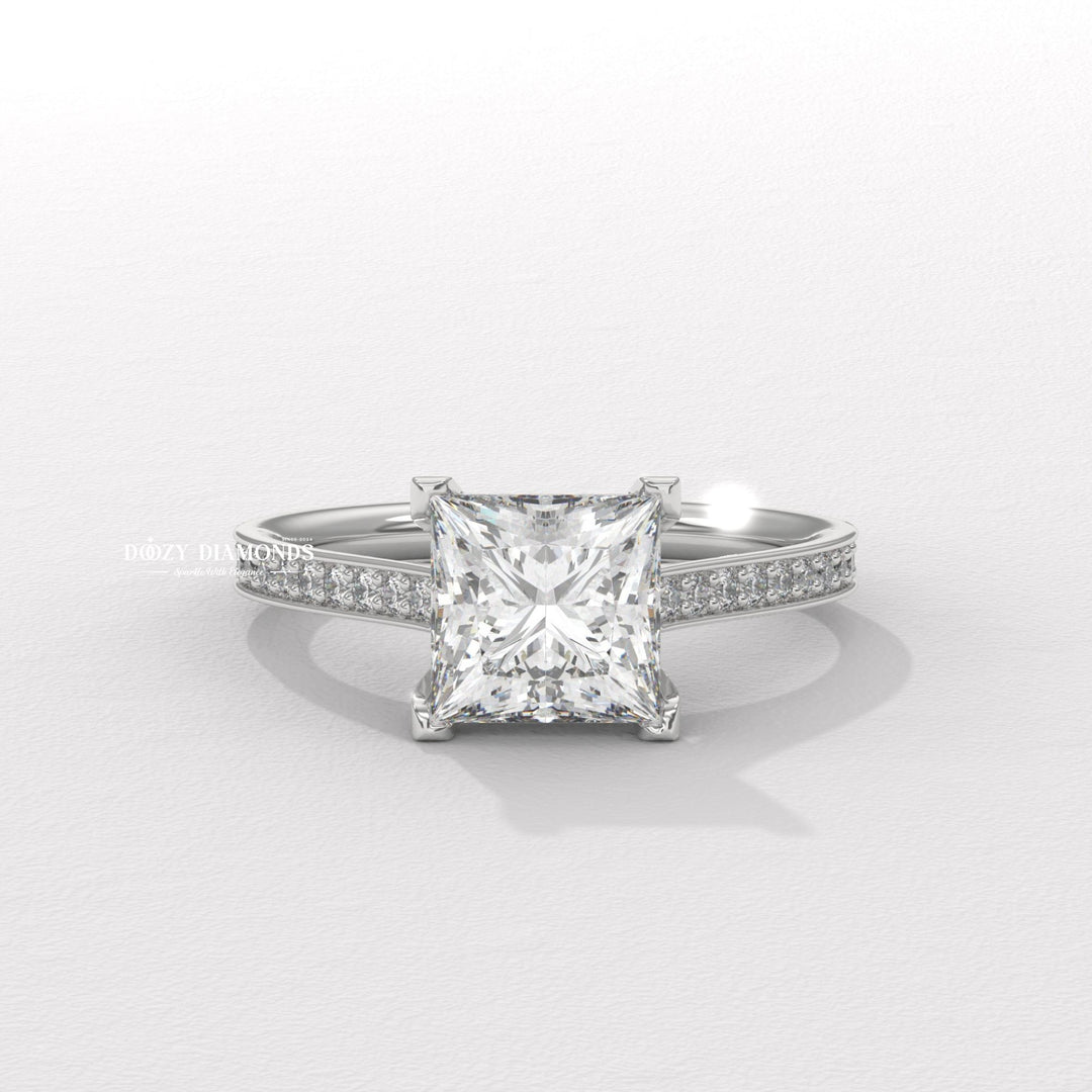 13. Minimalist Princess Cut Bezel Setting
14. Hidden Halo Princess Cut Lab Diamond
15. Princess Cut Diamond with Pave Band