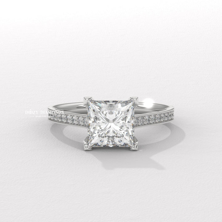 13. Minimalist Princess Cut Bezel Setting
14. Hidden Halo Princess Cut Lab Diamond
15. Princess Cut Diamond with Pave Band