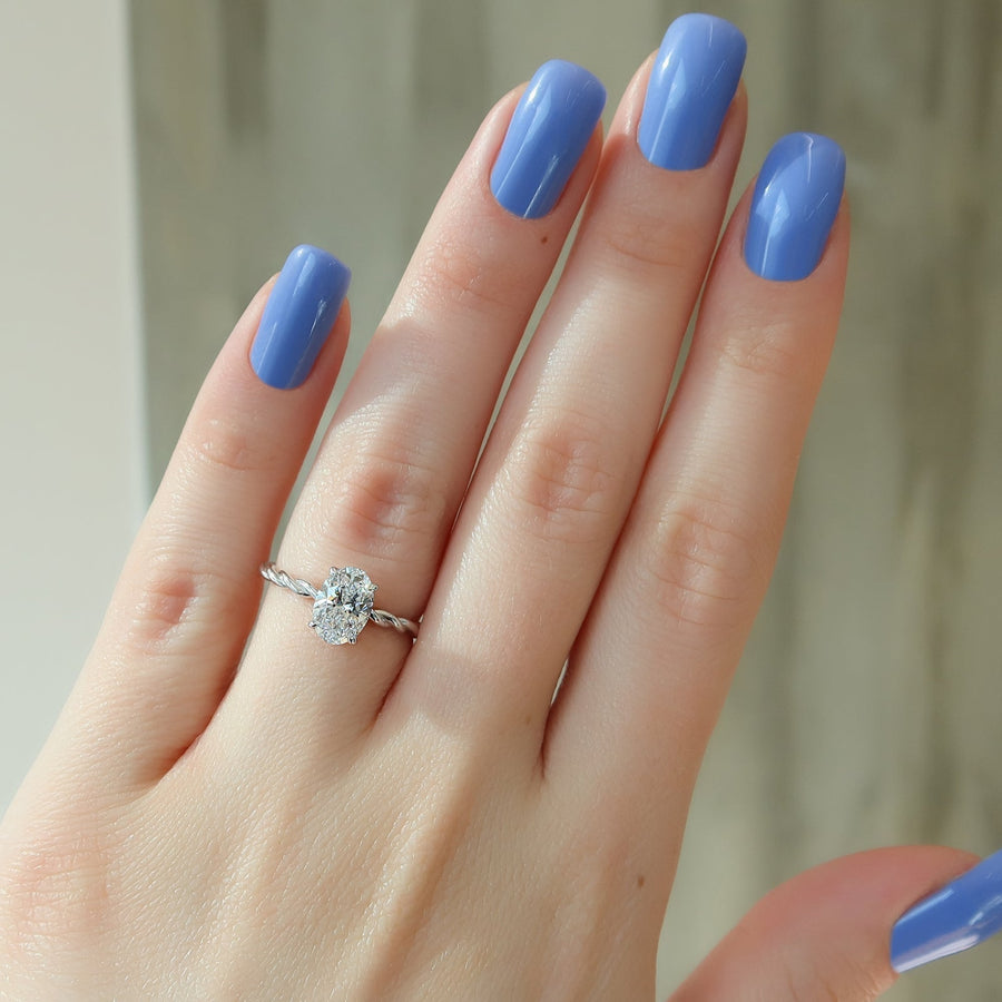 1.50 CT Oval F/VS1 CVD Diamond Hidden Halo Engagement Ring - Doozy Diamonds