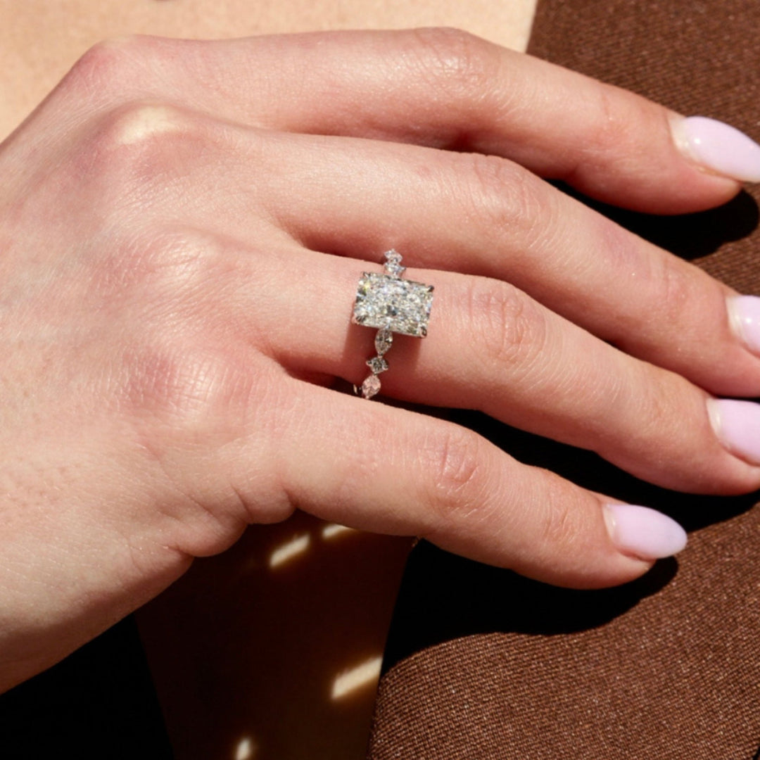 2.0 CT - 4.0 CT Radiant G - VS Diamond Engagement Ring With Dainty Setting - Doozy Diamonds