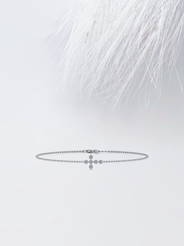 Round Cut Moissanite Diamond Cross Bracelet For Women