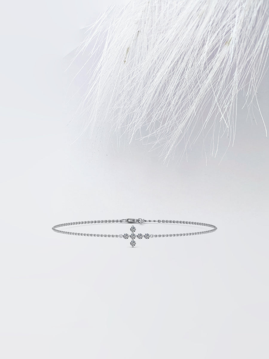 Round Cut Moissanite Diamond Cross Bracelet For Women