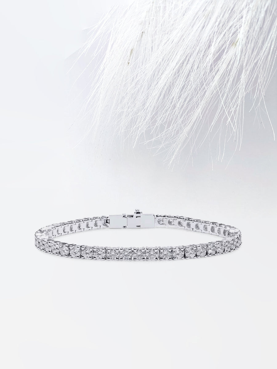 0.14 Round Cut Moissanite Diamond Tennis Bracelet In White Gold